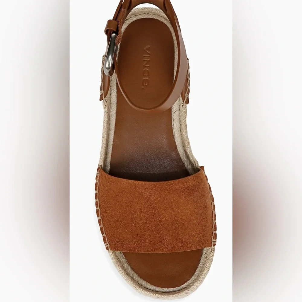 Vince Belisa Ankle Strap Leather/suede Espadrille Platform Wedge Sandal Sz 8